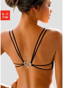 Lascana Damen Push-up-BH, Gr. 85, schwarz, Microtouch, Obermaterial: 60% Polyamid, 35% Polyester, 5% Elasthan, feminin, BHs, mit besonderem