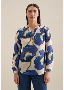Seidensticker Damen Klassische Bluse "Schwarze Rose", blau, Gr. 42, geblümt, 100% Baumwolle, Blusen, Tunika Floral