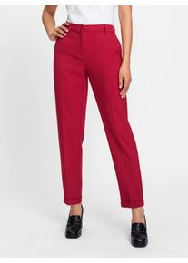 Inspirationen Damen Bundfaltenhose, rot, Gr. 44, meliert, 63% Polyester, 33% Viskose, 4% Elasthan, Hosen