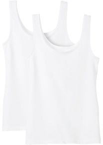 Calida Damen Trägertop "Natural Benefit", Gr. M, weiß, Single Jersey, Obermaterial: 94% Baumwolle, 6% Elasthan, unifarben, casual, Tops, mit rundem