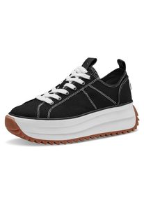 Tamaris Damen Plateausneaker "Milena", Gr. 41, schwarz, Textil, Synthetik, sportlich, Schuhe, Freizeitschuh, Halbschuh, Schnürschuh mit Touch-It