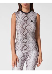 Plein Sport Damen Tanktop "Python"10, grau, Gr. S, Obermaterial: 100% Baumwolle, Tops