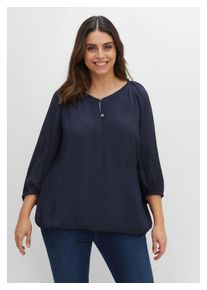 sheego Damen Tunika "Große Größen", blau, feminin, Gr. 48, unifarben, Obermaterial: 100% Viskose, Tuniken, in Crinkle-Optik, mit Saum-Gummizug