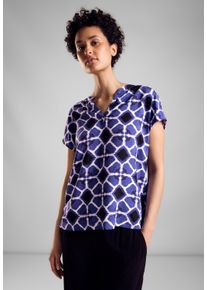 Street One Damen Blusentop, blau, casual, Gr. 36, bedruckt, Web, Obermaterial: 100% Viskose, Blusen, mit All-Over Print