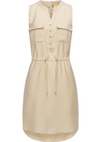 Ragwear Damen Blusenkleid "Roissin", beige, modisch, Gr. L, Material: 80% Viskose, 20% Polyester, Kleider, stylisches Sommerkleid mit Bindeband