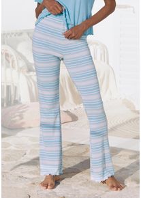 s.Oliver Damen Schlafhose, Gr. 36, blau, Feinstrick, Obermaterial: 60% Baumwolle, 40% Polyester, gestreift, meliert, feminin, Hosen, mit