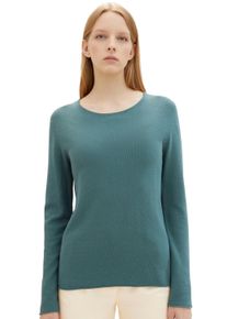Tom Tailor Damen Rundhalspullover, grün, Basic, Gr. XS, unifarben, Feinstrick, Obermaterial: 60% Baumwolle, 40% Viskose, Pullover, mit feiner Struktur