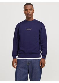 Jack & Jones JACK & JONES Herren Sweatshirt "JORVESTERBRO SWEAT CREW NECK NOOS", blau, modisch, Gr. XS, bedruckt, angeraute Sweatware, Obermaterial: 70%