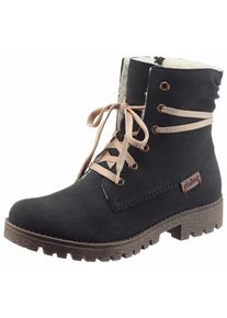 Rieker Damen Winterboots, Gr. 36, blau, Nubuklederimitat, unifarben, casual, Schuhe, Winterboots, Warmfutter, mit schaftumspielender Schnürung