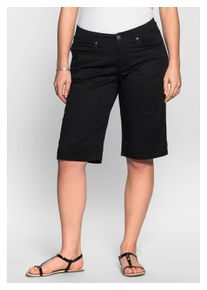 sheego Damen Bermudas "Große Größen", schwarz, casual, Gr. 58, unifarben, Obermaterial: 97% Baumwolle, 3% Elasthan, Hosen, Elastische Baumwollmischung