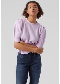 Véro Moda VERO MODA Damen Kurzarmpullover "VMDOFFY 2/4 O-NECK PULLOVER GA NOOS", rosa, modisch, Gr. S, meliert, Strick, Obermaterial: 94% Polyester, 3%