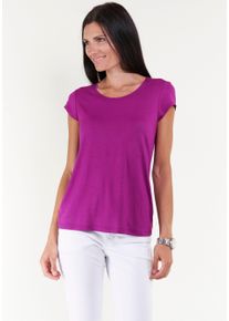 Seidel Moden Damen T-Shirt, lila, casual, Gr. 38, unifarben, Jersey, Obermaterial: 95% Viskose, 5% Elasthan, Shirts, mit Kappenärmel, MADE IN GERMANY