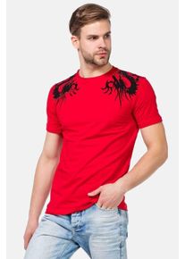Cipo & Baxx CIPO & BAXX Herren T-Shirt "T-Shirts", rot, casual, Gr. XL, bedruckt, 95% Baumwolle;5% Elasthan, Shirts, mit Totenkopf-Print, CT-376