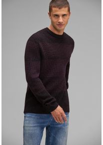 Street One MEN Herren Rundhalspullover, rot, casual, Gr. M, unifarben, Web, 100% Baumwolle, Pullover, Grobstrick