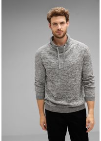 Street One MEN Herren Stehkragenpullover, grau, casual, Gr. XXL, unifarben, Web, 100% Baumwolle, Pullover, mit Stehkragen