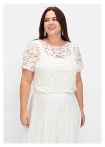 sheego Damen Tunika "Große Größen", weiß, elegant, Gr. 56, unifarben, Obermaterial: 90% Polyester, 10% Elasthan, Tuniken, aus floraler Spitze, im