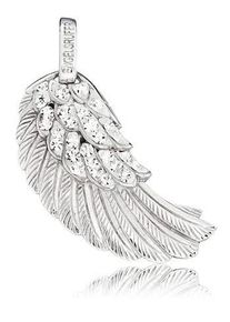 Engelsrufer Damen Flügel-Anhänger "Where the angels fly, FLÜGEL CRYSTAL, ERW-01-ZI", L, Silber 925 (Sterlingsilber)-Keramikpaste, 7,05 g, weiß,