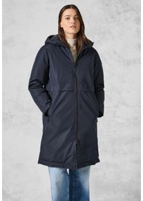 Cecil Damen Trenchcoat, blau, casual, Gr. XXL, unifarben, Stoff, 100% Polyester, Mäntel, mit Kapuze mit Tunnelzugband