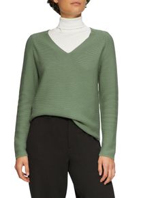 s.Oliver Damen Strickpullover, grün, casual, Gr. 34, unifarben, Strick, Obermaterial: 60% Baumwolle, 40% Polyacryl, Pullover, mit V-Ausschnitt