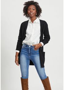 Vila Damen Cardigan "VIRIL OPEN L/S KNIT CARDIGAN - NOOS", schwarz, Basic, Gr. M, unifarben, Feinstrick, Obermaterial: 50% Viskose, 27% Nylon, 23%