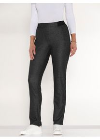 Classic Basics Damen Jerseyhose, schwarz, Gr. 19, gemustert, Hahnentrittmuster, kariert, mehrfarbig, 95% Polyester, 5% Elasthan, Hosen