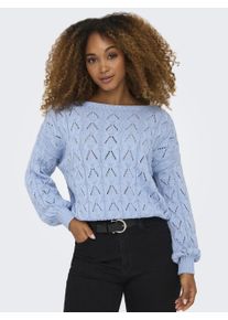 Only Damen Strickpullover "ONLBRYNN LIFE STRUCTURE L/S PUL KNT", blau, feminin, Gr. XL, unifarben, Strick, Obermaterial: 70% Baumwolle, 30%