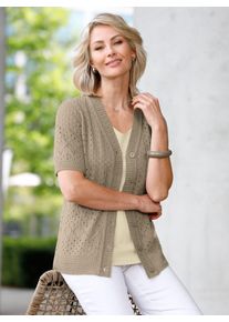 Classic Basics Damen Ajourstrickjacke, braun, Gr. 40, unifarben, 100% Polyacryl, Strickjacken