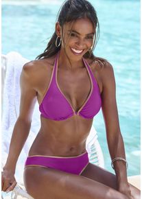 Bruno Banani Damen Bügel-Bikini-Top "Milano", pink, Gr. 36, unifarben, glänzend, Recycling-Polyamid, Bikini-Oberteile, mit kupferfarbener Paspel