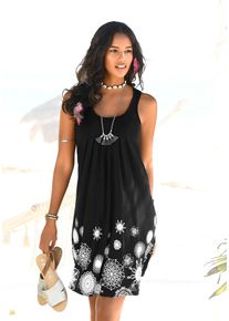Beach Time BEACHTIME Damen Strandkleid, schwarz-weiß, feminin, Gr. 52, bedruckt, Jersey, Obermaterial: 100% Viskose, Kleider, mit grafischem Druck, leichtes