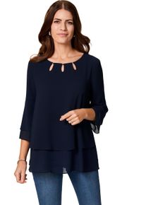 Damen Shirtbluse "HERMANN LANGE Collection Blusenshirt Kati", blau, Gr. 40, HERMANN LANGE Collection, 100% Polyester, Blusen
