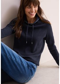 Cecil Damen Strickpullover, blau, casual, Gr. L, unifarben, Strick, Obermaterial: 100% Baumwolle, Pullover, mit Struktur