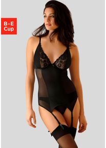 Damen Corsage-Set, Petite Fleur Gold, Gr. 90, schwarz, Obermaterial: 90% Polyamid, 10% Elasthan, BH-Sets, mit Strapshaltern, sexy Dessous, Reizwäsche
