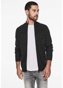 Street One MEN Herren Strickjacke, schwarz, casual, Gr. L, unifarben, Web, 100% Baumwolle , Strickjacken, aus reiner Baumwolle