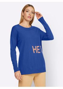 Heine Damen Rundhalspullover "Pullover", blau, Gr. 40, unifarben, 50% Viskose, 25% Polyester, 25% Polyamid, Pullover