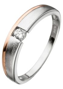 Jobo Damen Fingerring, 60, Silber 925 (Sterlingsilber), silber, Silber 925 (Sterlingsilber), Fingerringe, 925 Silber bicolor vergoldet mit Zirkonia