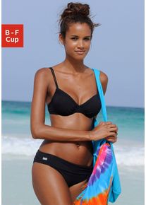 Buffalo Damen Bügel-Bikini-Top "Happy", schwarz, Gr. 38, unifarben, Polyamid, Microfaser, Bikini-Oberteile, seitlich zu raffen