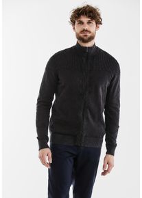 Street One MEN Herren Strickjacke, schwarz, casual, Gr. XXL, unifarben, Web, 100% Baumwolle, Strickjacken, aus reiner Baumwolle