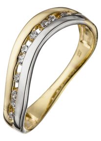 Jobo Damen Goldring, 50, Gelbgold 333-Weißgold 333, gold, Gelbgold 333, Weißgold 333, Fingerringe, 333 Gold bicolor mit Zirkonia