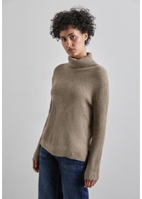 Street One Damen Strickpullover, beige, casual, Gr. 44, unifarben, Web, 37% Baumwolle, 34% Polyacryl, 26% Polyester, 3% Elasthan, Pullover, mit