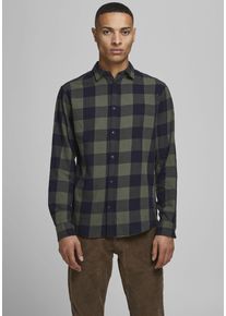 Jack & Jones JACK & JONES Herren Karohemd "JJ JJEGINGHAM TWILL SHIRT L/", schwarz, modisch, Gr. XXL, kariert, Web, Obermaterial: 100% Baumwolle, Hemden