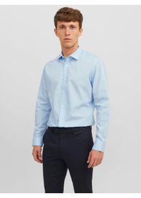 Jack & Jones JACK & JONES Herren Langarmhemd "JJJOE SHIRT LS PLAIN", blau, modisch, Gr. S, unifarben, Web, Obermaterial: 65% Polyester, 35% Baumwolle, Hemden