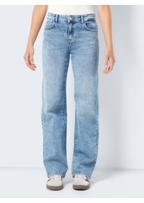 Noisy may Damen Straight-Jeans "NMYOLANDA NW WIDE JEANS AZ236LB NOOS", blau, modisch, Gr. 29, unifarben, Denim/Jeans, Obermaterial: 99% Baumwolle, 1%