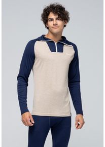 BULA Herren Fleeceshirt, blau, Gr. S, mehrfarbig, 50% Wolle, 50% Viskose, Shirts, mit verstellbarem Stehkragen