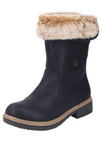 Rieker Damen Winterstiefelette, Gr. 39, schwarz, Lederimitat, Textil, klassisch, Schuhe, Winterboots, Warmfutter, Blockabsatz, mit Innenreißverschluss