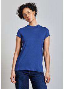 Street One Damen T-Shirt, blau, casual, Gr. 46, unifarben, Web, Stoff, 50% Baumwolle, 50% Modal, Shirts, mit Turtleneck