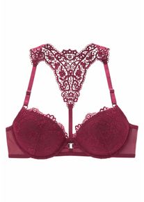 Lascana Damen Push-up-BH "Melissa", Gr. 75, rot, Microtouch, Spitze, Obermaterial: 60% Polyamid, 35% Polyester, 5% Elasthan, feminin, BHs, mit