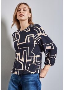 Street One Damen Rundhalspullover, lila, casual, Gr. 38, bedruckt, Strick, Obermaterial: 63% Polyester, 34% Viskose, 3% Elasthan, Pullover, mit