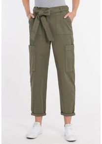Recover Pants Damen Cargohose "ANA", grün, Gr. 46, unifarben, 56% Lyocell;41% Baumwolle;3% Elasthan, Hosen, mit Stoffgürtel