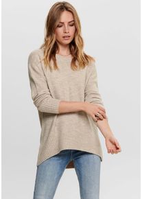 Only Damen Rundhalspullover "ONLNANJING L/S PULLOVER KNT NOOS", beige, modisch, Gr. S, meliert, Strick, Obermaterial: 77% Polyacryl, 19% Polyester,