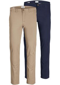 Jack & Jones JACK & JONES Herren Chinohose "SLIM FIT MARCO 2PCS", beige, modisch, Gr. 32, Obermaterial: 98% Baumwolle, 2% Elasthan, Hosen